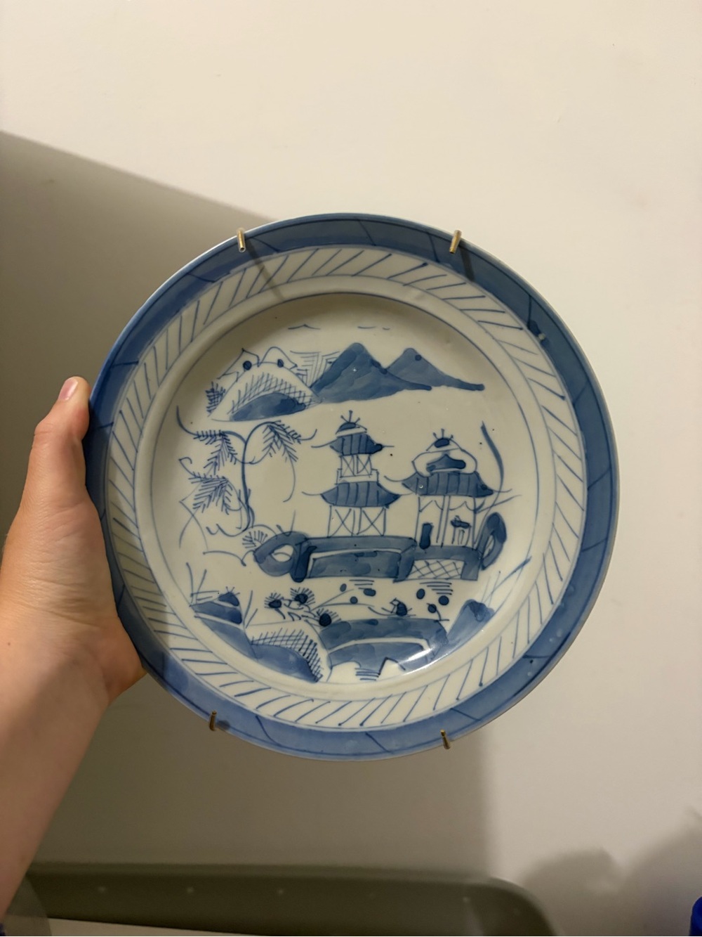 Blue and White Decorative Ceramic Plate - Classic Scenic Design